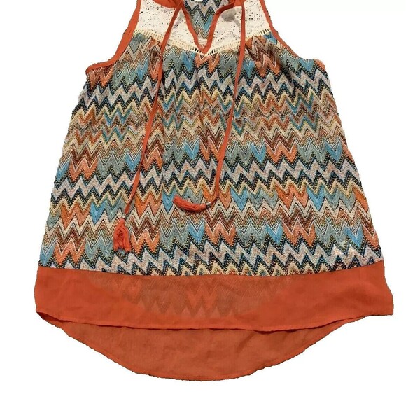 Women's Charming Charlie Boho Southwest Sheer Tank Top/Blouse Size Small Orange - Picture 3 of 4